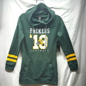 Green Bay Packers Mini Dress Hoodie NFL Team Apparel’19’ Jersey Sweatshirt Med.